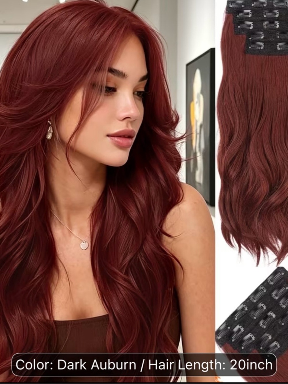 Dark Auburn Women’s Clip-In Hair Extensions - 20 Inch